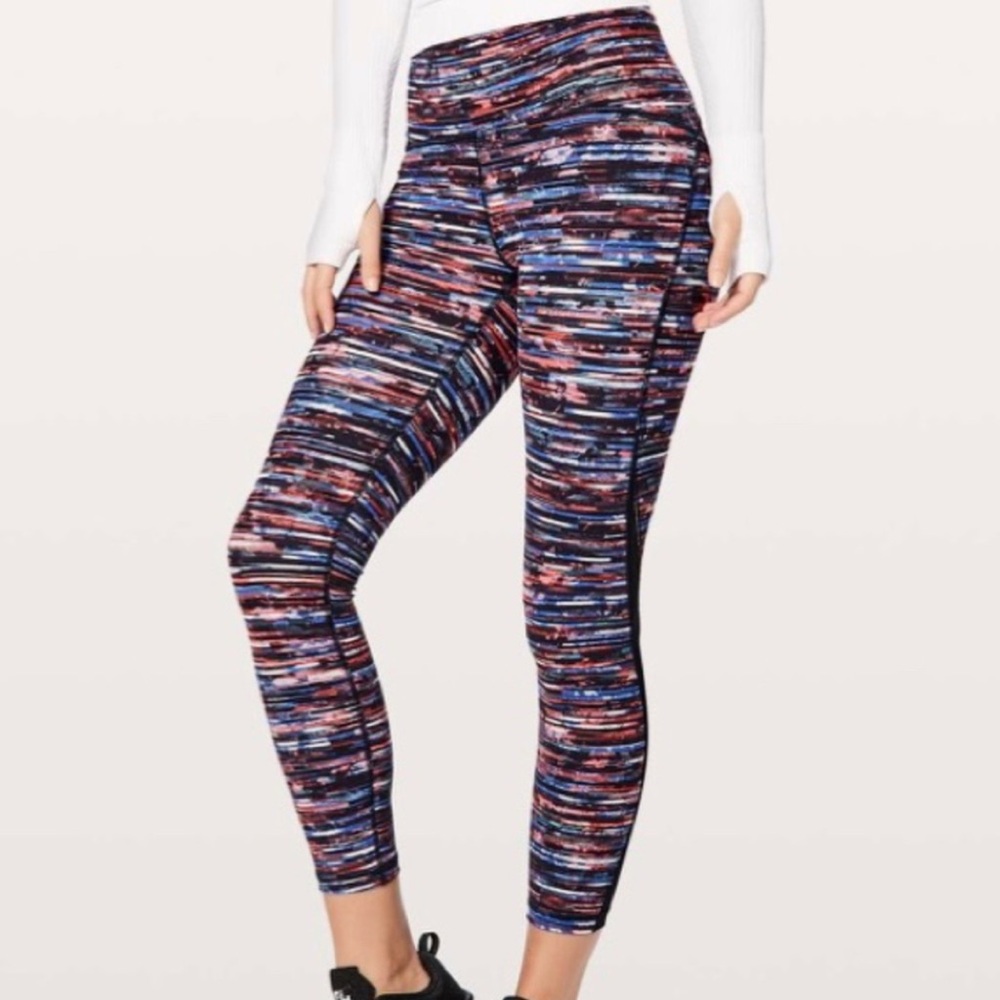 Lululemon Train Time 7/8 Mesh Hinshu Alpine white black Multi Leggings luxtreme